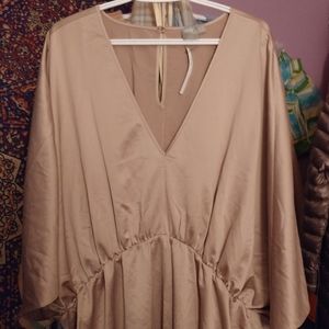 Curve; Kimono mini plunge dress; rose gold